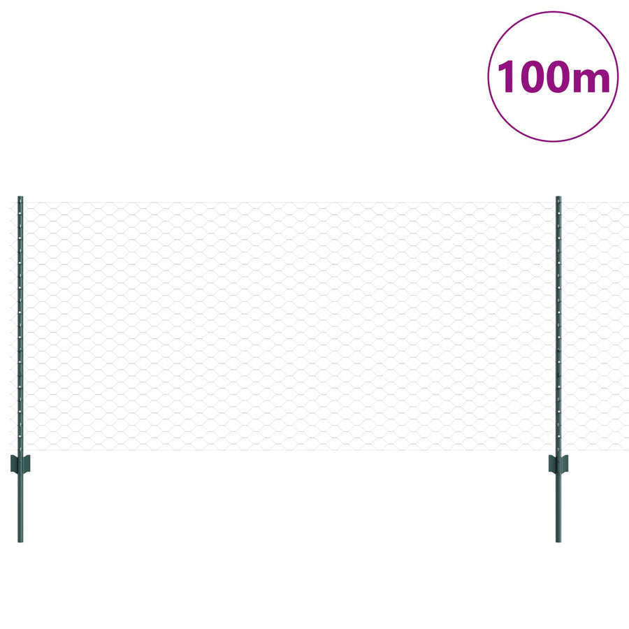 Omheining Posts 11 Stuks U-Channel Groen 100 Cm Staal,  Hexagon Omheining Groen 1X100 M Staal
