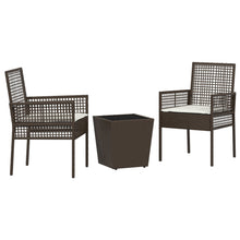 3-Delige Tuin Bistroset Met Kussens Bruin Poly Rattan