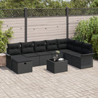 Tuinset poly rotan 6 personen zwart