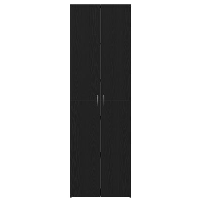 Kantoorkast Zwart Eiken 60X32X190 Cm Bewerkte Hout