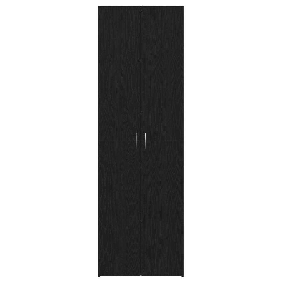Kantoorkast Zwart Eiken 60X32X190 Cm Bewerkte Hout