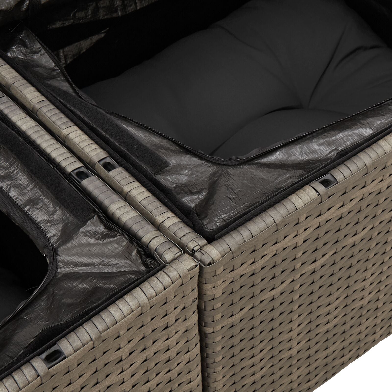 13-Delige Tuinbank Set Met Kussens Grijs Poly Rattan Acacia, 2-Zits Tuinbank Met Opslag & Kussens Grijs Poly Rattan, 3-Delige Tuin Eetset Met Kussens Grijs Poly Rattan Acacia Wit