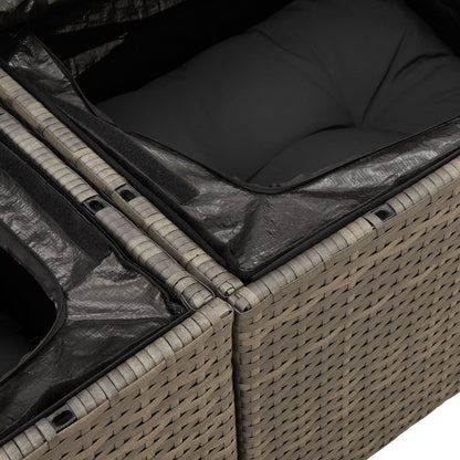 13-Delige Tuinbank Set Met Kussens Grijs Poly Rattan Acacia, 2-Zits Tuinbank Met Opslag & Kussens Grijs Poly Rattan, 3-Delige Tuin Eetset Met Kussens Grijs Poly Rattan Acacia Wit