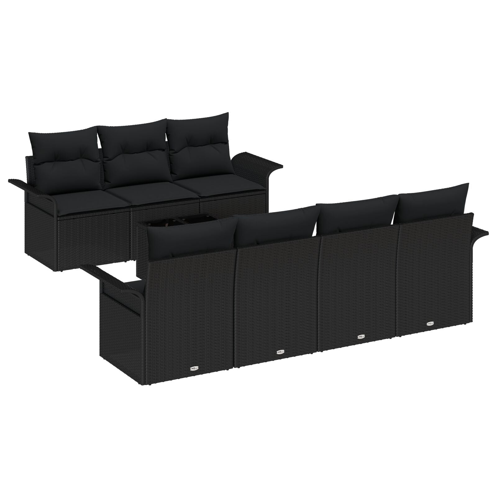 8-Delige Tuinsofa Set Met Kussens Zwart Poly Rattan