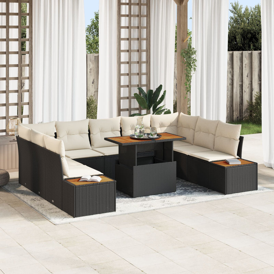 Tuinbank Set Set Van 6 Zwart Frame Met Beige Kussens
