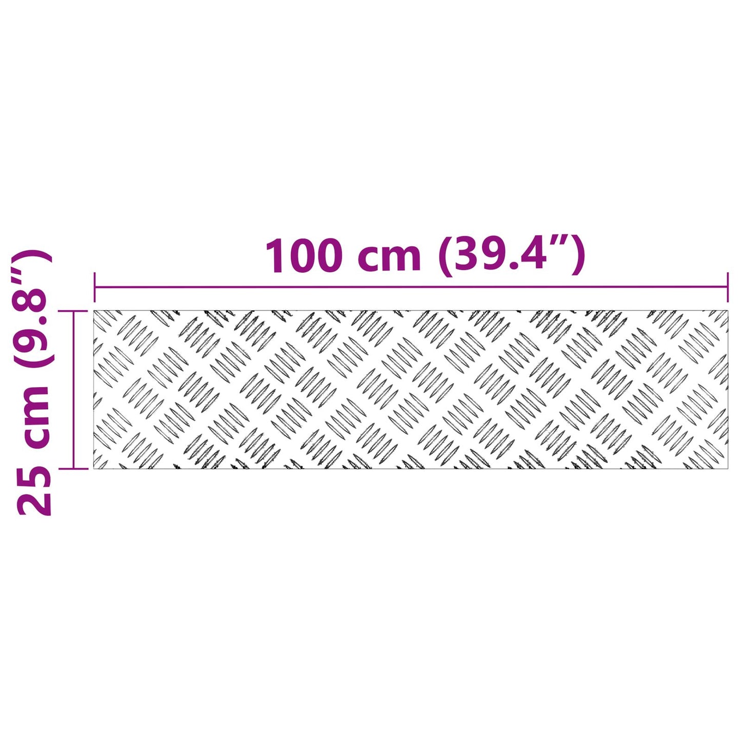 Aluminium Checker Platen 2 Stuks Antislip 100X25 Cm 100 x 25 x 0.3 cm Rechthoekig
