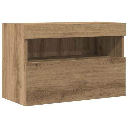 Tv Wandkasten Met Led-Verlichting 2 Stuks Artisan Eiken
