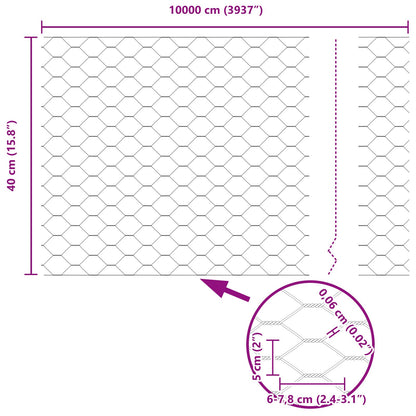 Hekpalen 11 Stuks U-Kanaal 40 Cm Gegalvaniseerd Staal,  Hexagonaal Hek 0,4X100 M Gegalvaniseerd Staal