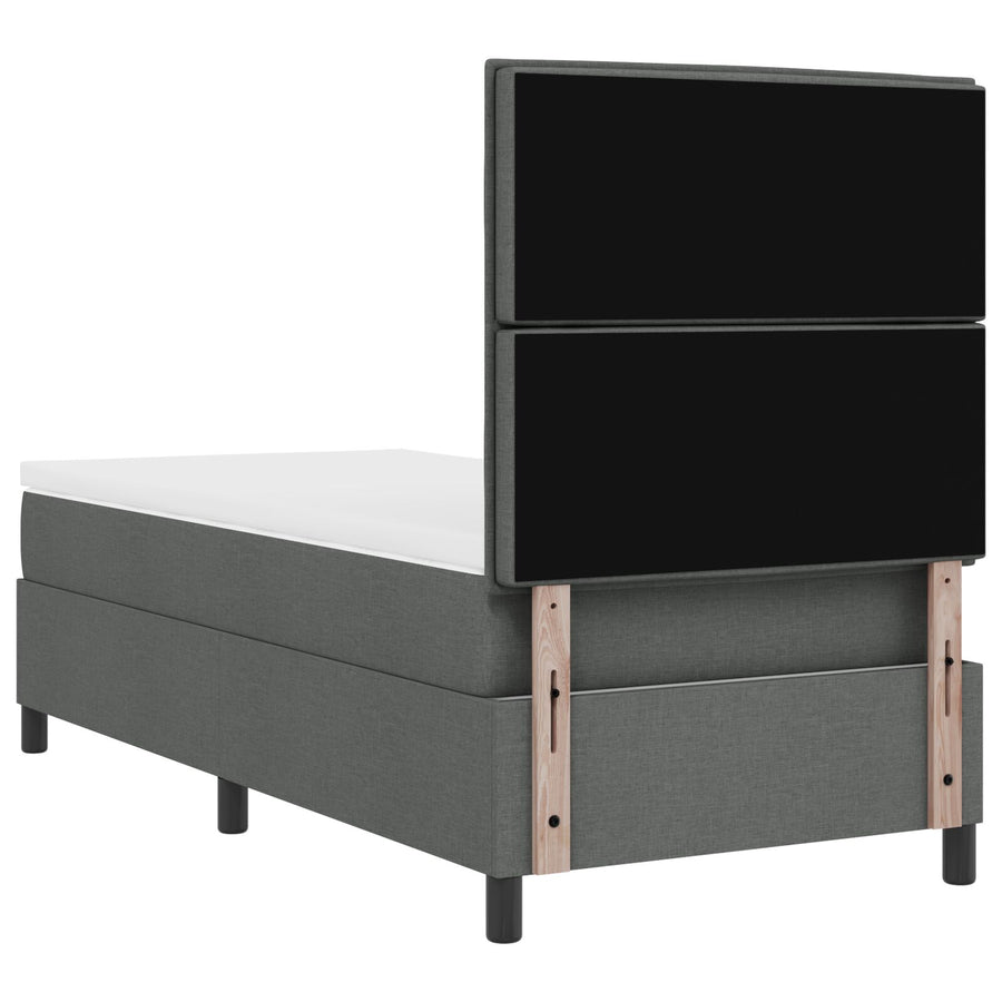 Boxspringbed Met Matras Stof Donkergrijs 100 x 200 cm Lijnen ontwerp