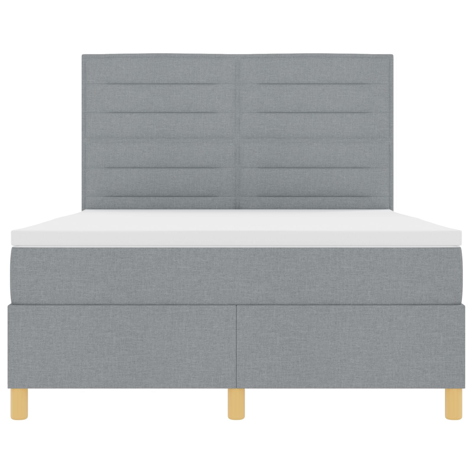 Boxspring Bed Met Matras Lichtgrijs 140X200 Cm Stof Blauw