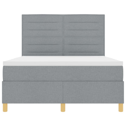 Boxspring Bed Met Matras Lichtgrijs 140X200 Cm Stof Blauw