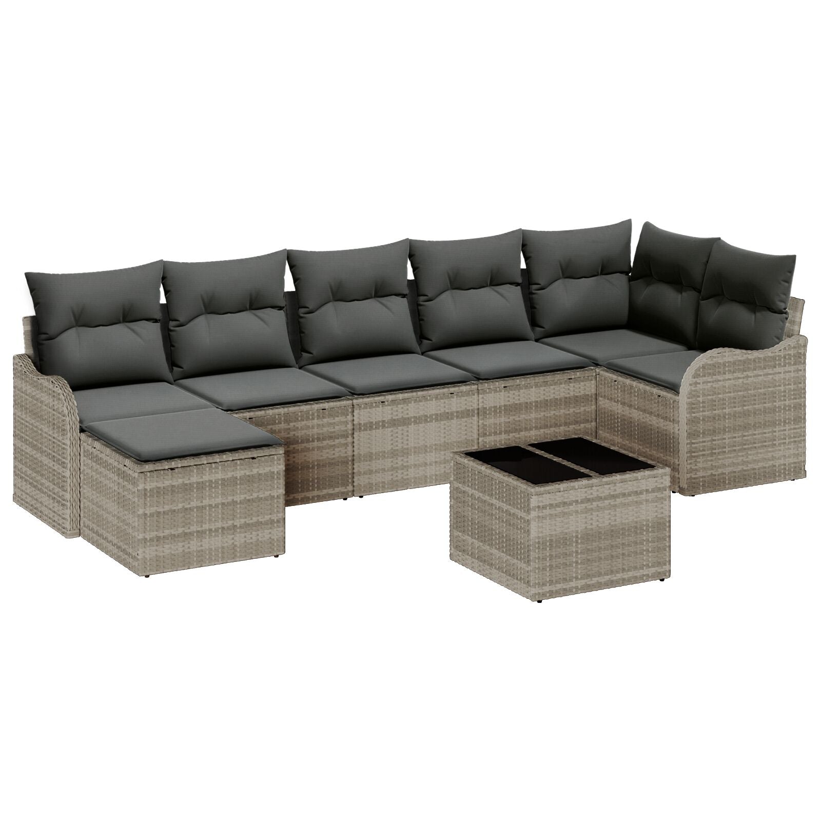 8-delige tuin sofa set met kussens grijs poly rattan, vidaXL 2-zits tuin sofa met kussens licht grijs poly rattan