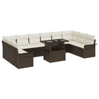 Garden Sofa Set with Cushion 11 pcs Brown Poly Rattan