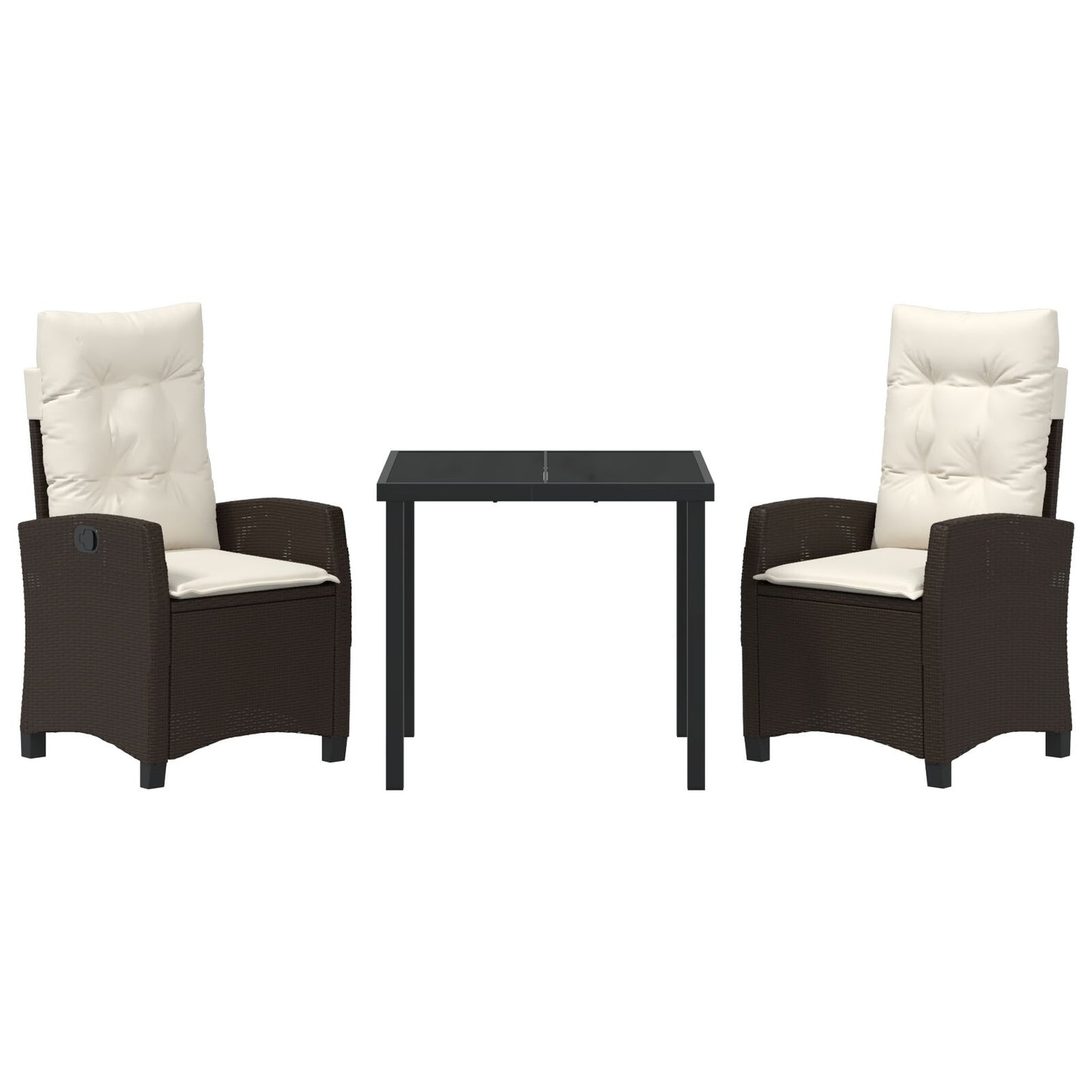 3-Delig Tuin Eetset Met Kussens Bruin Poly Rattan