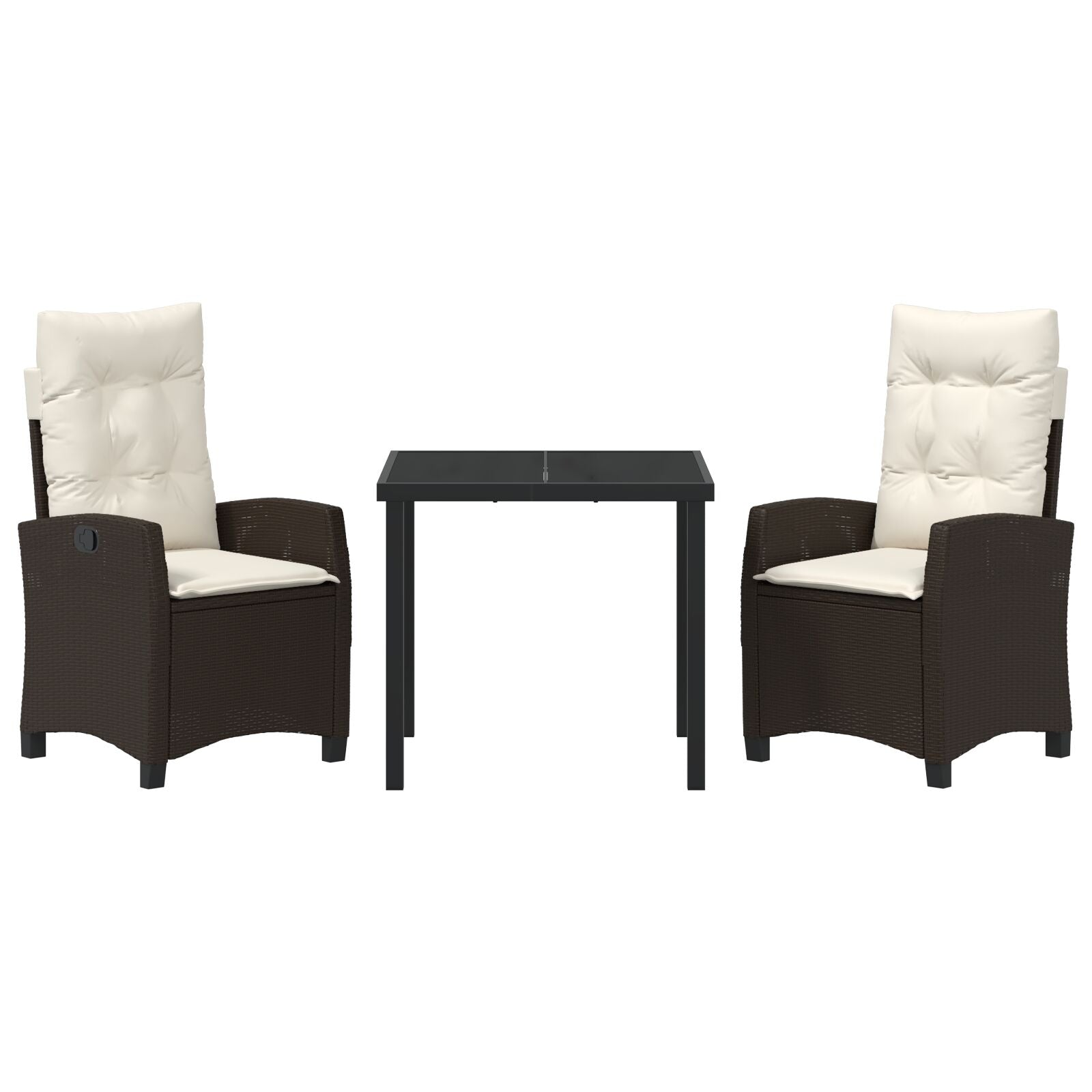 3-Delig Tuin Eetset Met Kussens Bruin Poly Rattan