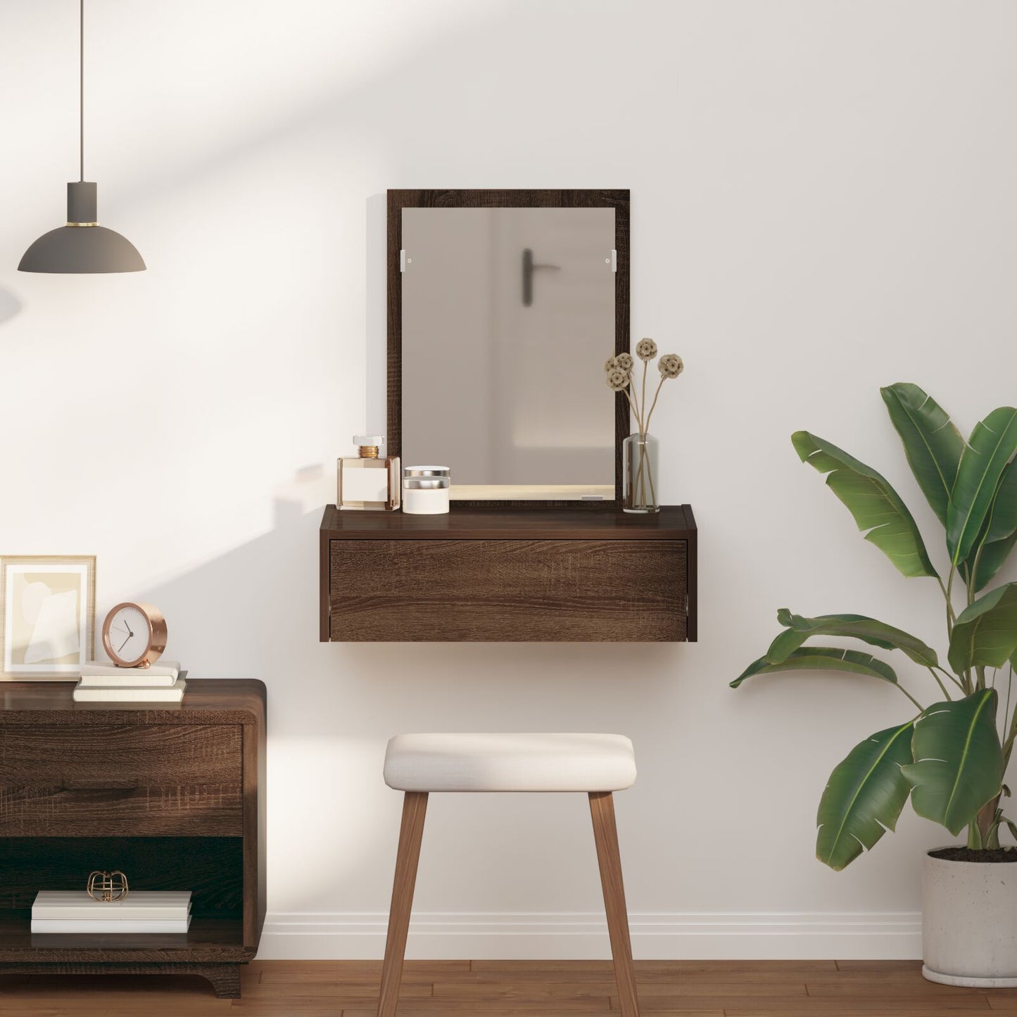 Wandkaptafel 60 x 40 x 70 cm Bruin eiken zonder LED