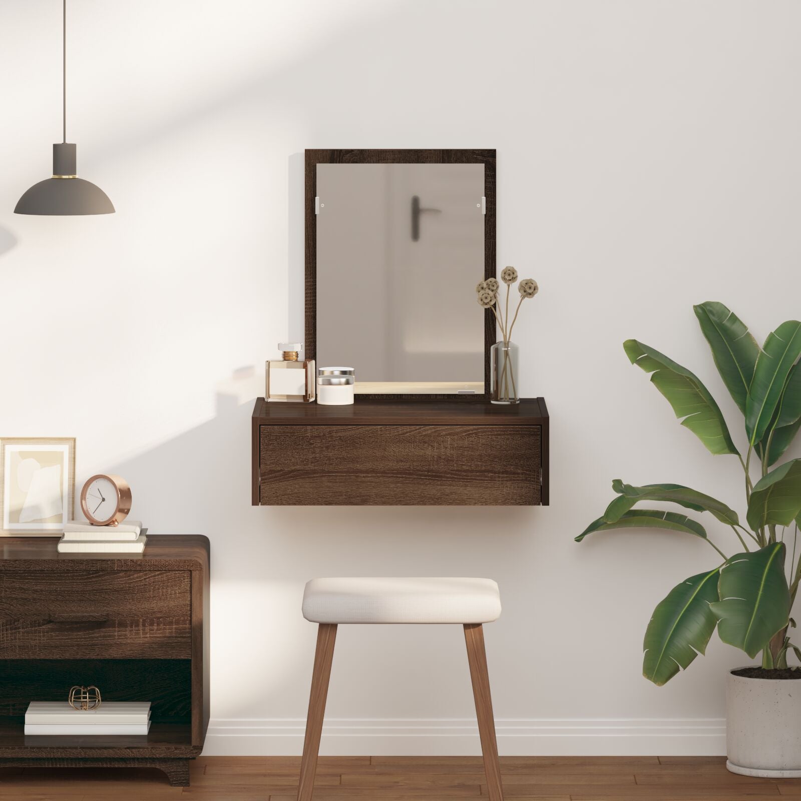 Wandkaptafel 60 x 40 x 70 cm Bruin eiken zonder LED