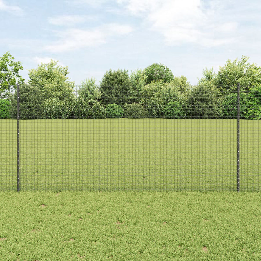 Gelaste Draad Omheining Met 22 U-Paaltjes Grijs 1.2X25 M Staal