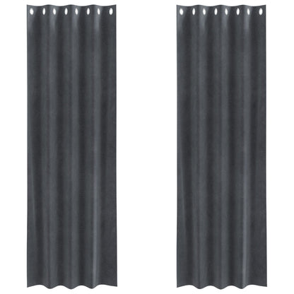 Blackoutgordijnen 2 Stuks Velours Lichtgrijs 140 x 260 cm met oogjes
