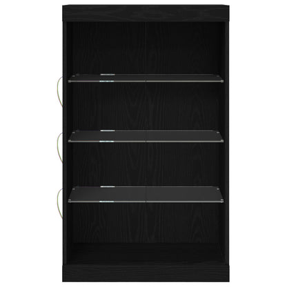 Dressoir Met Led-Verlichting Zwart Eiken 60,5X37X100 Cm