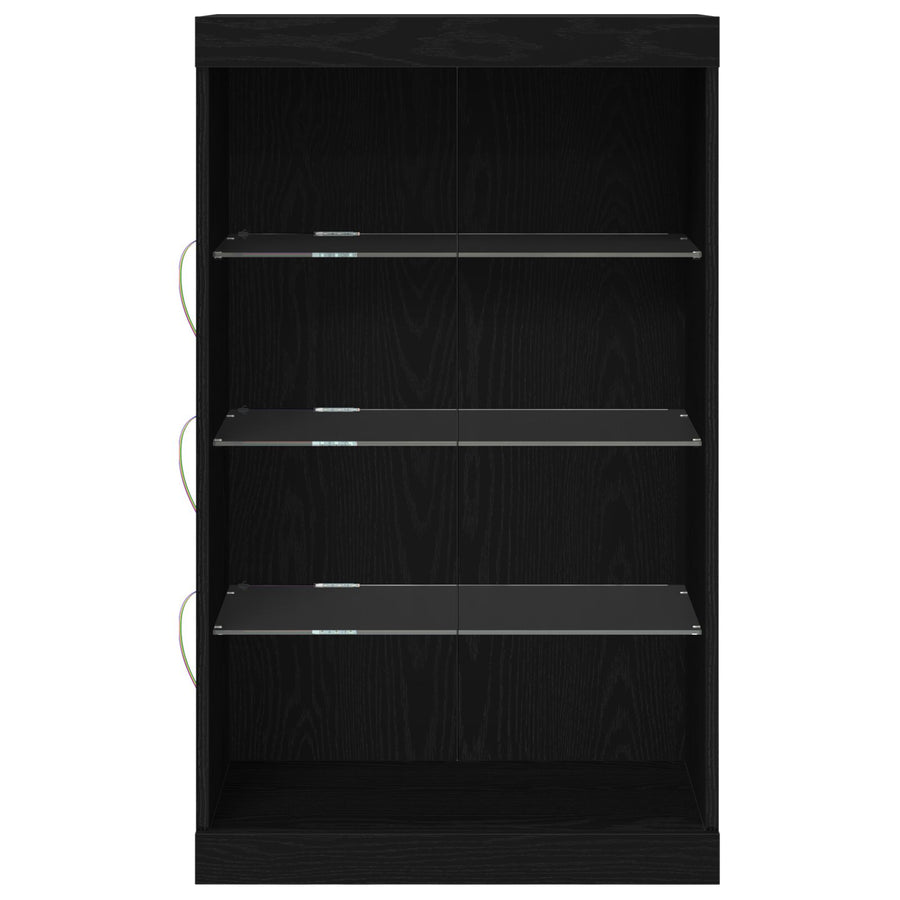 Dressoir Met Led-Verlichting Zwart Eiken 60,5X37X100 Cm