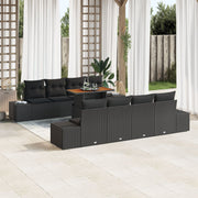 Tuinset 9-delig poly rattan zwart bruin