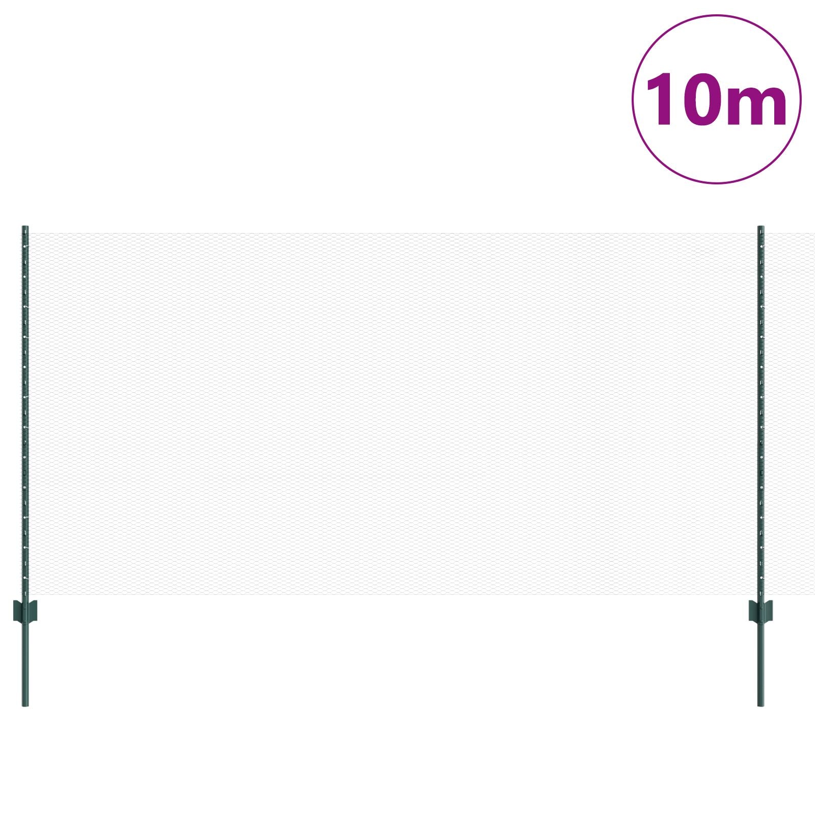 Hekpalen 5 St U-Kanaal Groen 120 Cm Staal,  Zeshoekig Hek Groen 1.2X10 M Staal