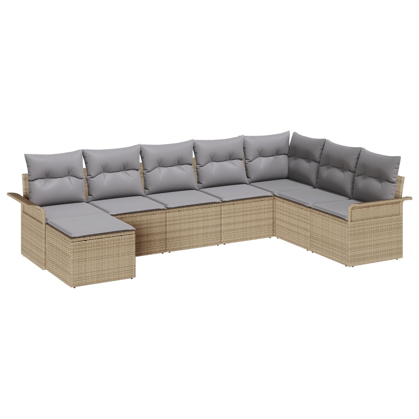 8-delige Tuin Sofa Set met Kussens Beige Poly Rattan