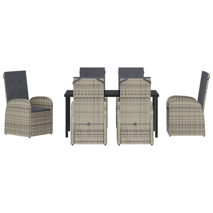 7-Delige Tuin Eetset Met Kussens Grijs Poly Rattan