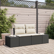 Loungebank poly rattan 184 cm zwart met opbergruimte