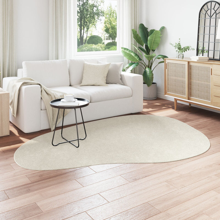 Vloerkleed 'Huarte' Korte Pool Zacht En Wasbaar Crème 160 x 230 cm Ovaal-Golfrand