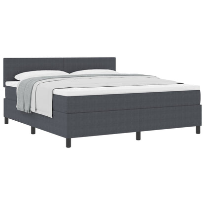 Boxspring Bed Met Matras Donkergrijs Super King Corduroy Stof