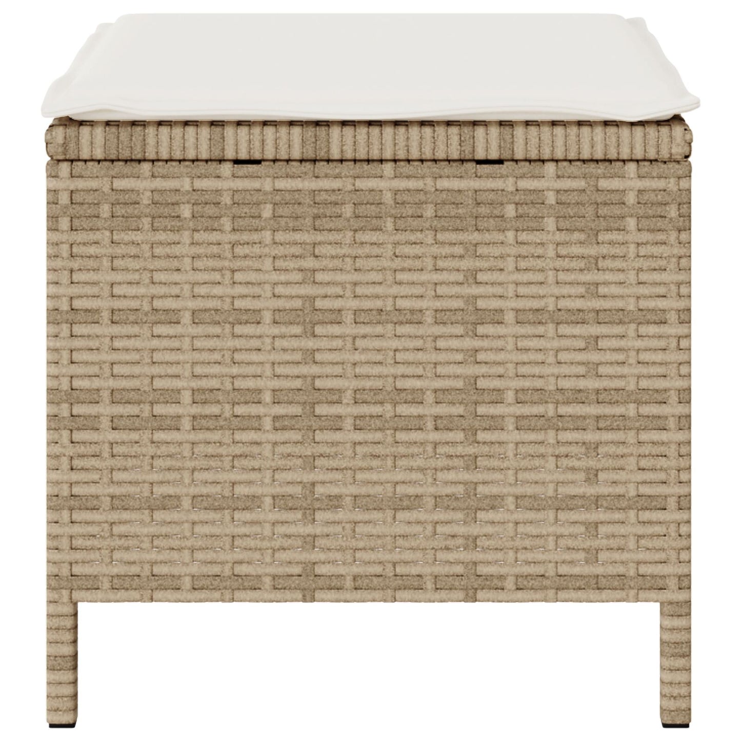 3-Delige Tuin Eettafel Set Met Kussens Poly Riet Acacia 90 cm Beige en crème 2 krukken