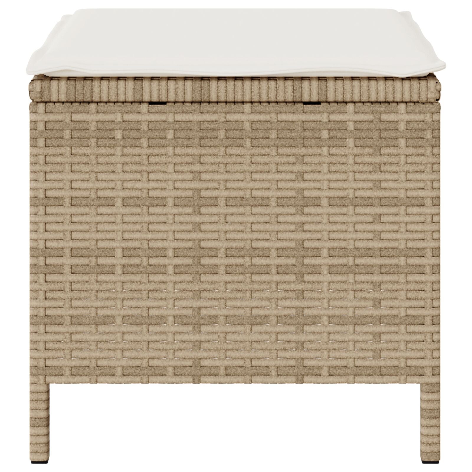 3-Delige Tuin Eettafel Set Met Kussens Poly Riet Acacia 90 cm Beige en crème 2 krukken
