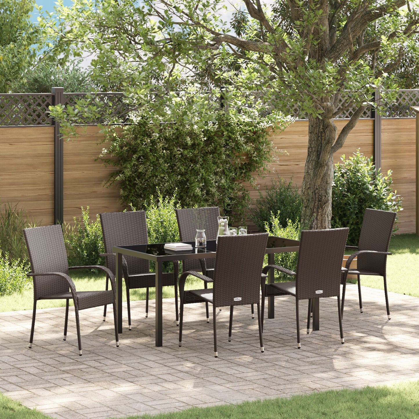 7-Delig Tuin Eetset Bruin Poly Rattan