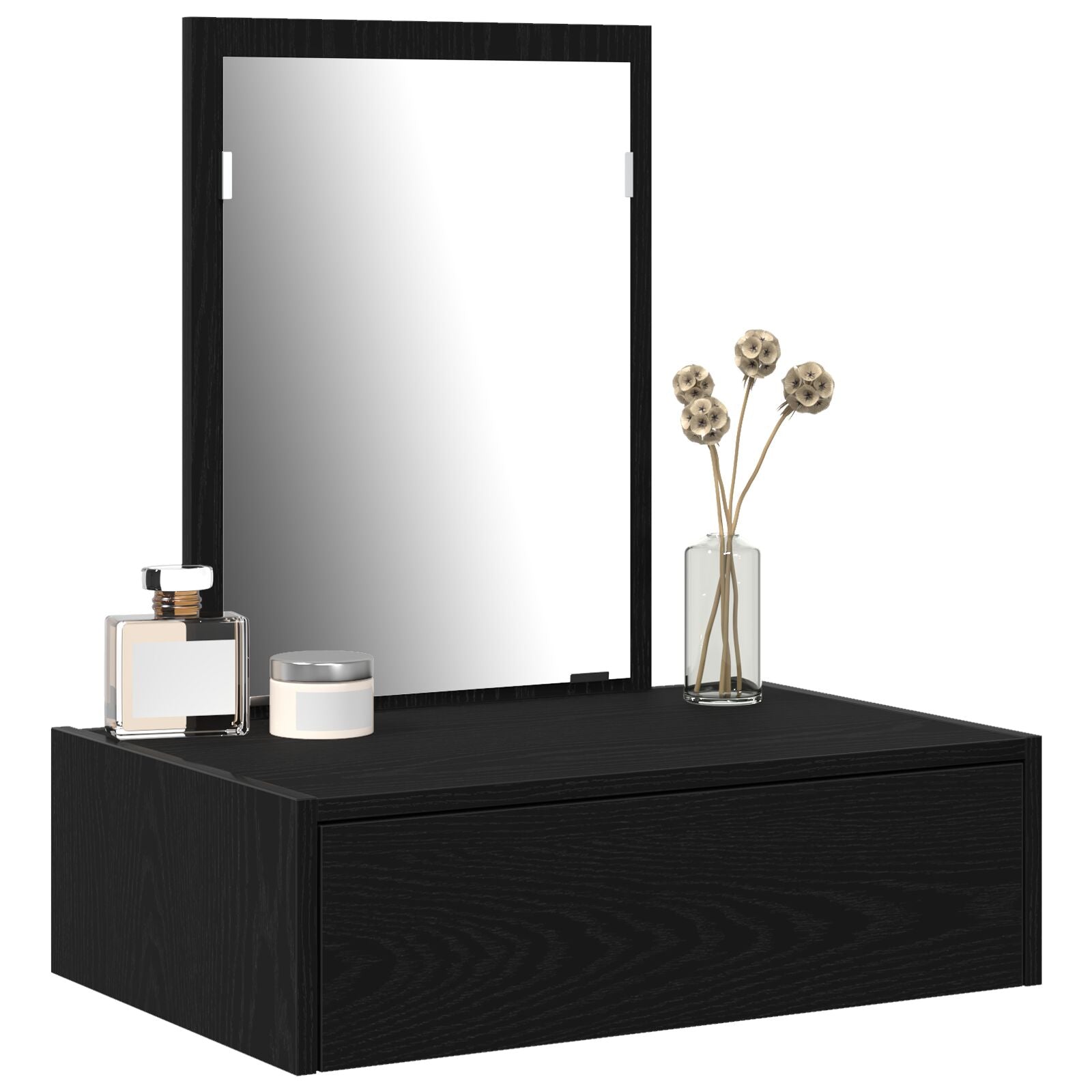 Wandkaptafel 60 x 40 x 70 cm Zwart eiken zonder LED