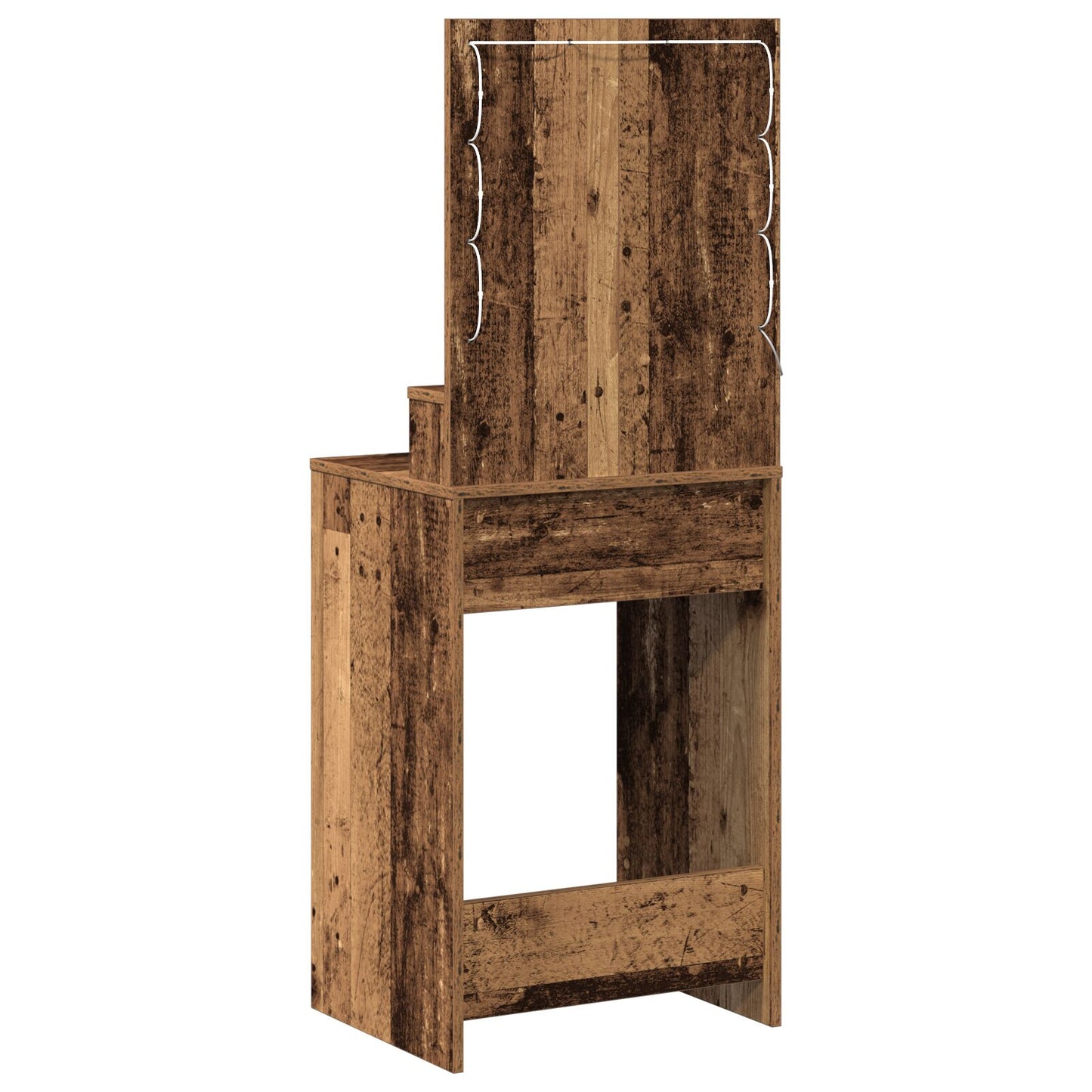 Kaptafel Met Led-Lampen 50 x 41 x 135 cm Oud hout
