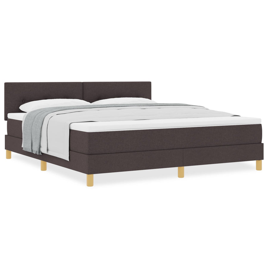 Boxspringbed Met Matras Stof Donkerbruin 180 x 200 cm Knoopgetuft