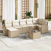 Loungeset poly rattan 8-delig beige
