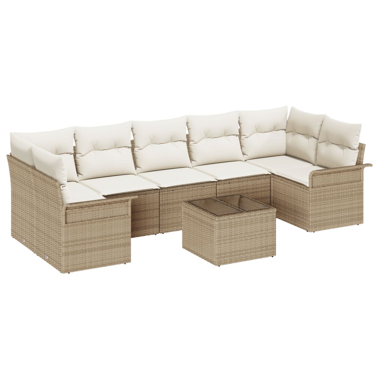 8-Delige Tuin Sofa Set Met Kussens Beige Poly Rattan