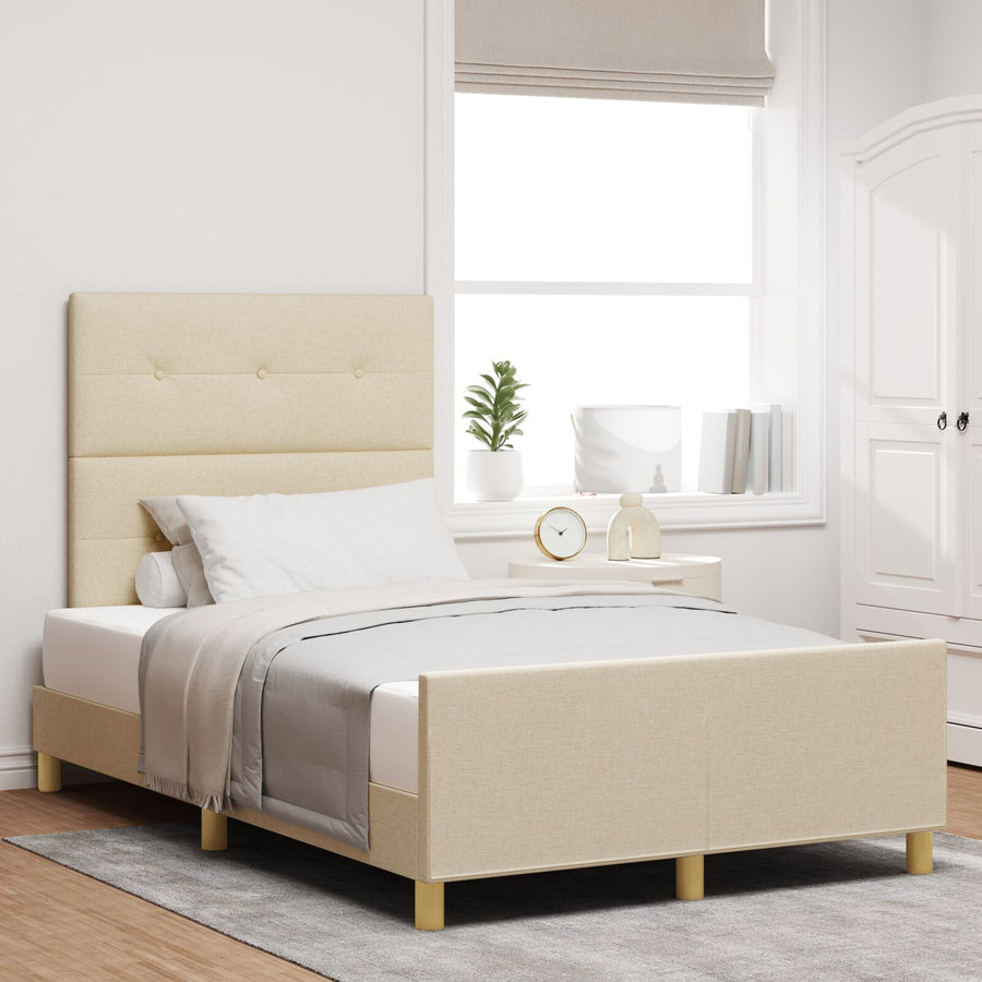 Bedframe In Crème, 120X190 Cm, Gemaakt Van Stof Crème