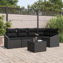 Tuin Sofa Set Set Van 6 Zwart Rattan, Polyester, Schuim