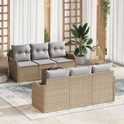 Tuin loungeset 6 personen beige polyrattan