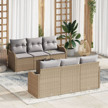 7-Delige Tuin Sofa Set Met Kussens Beige Poly Rattan