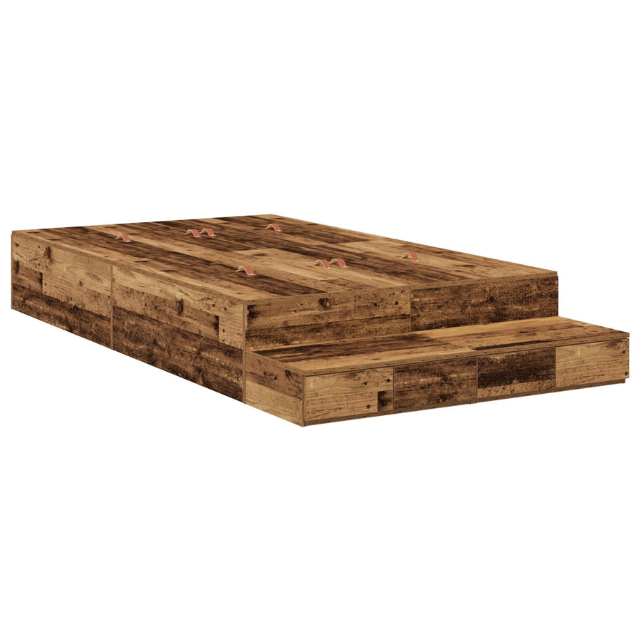 Opbergbedframe Oud Hout 120X200 Cm Artisanaal Eiken