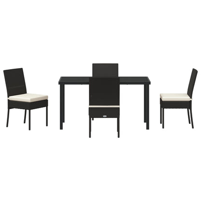 5 Delige Tuin Eetset Zwart Poly Rattan