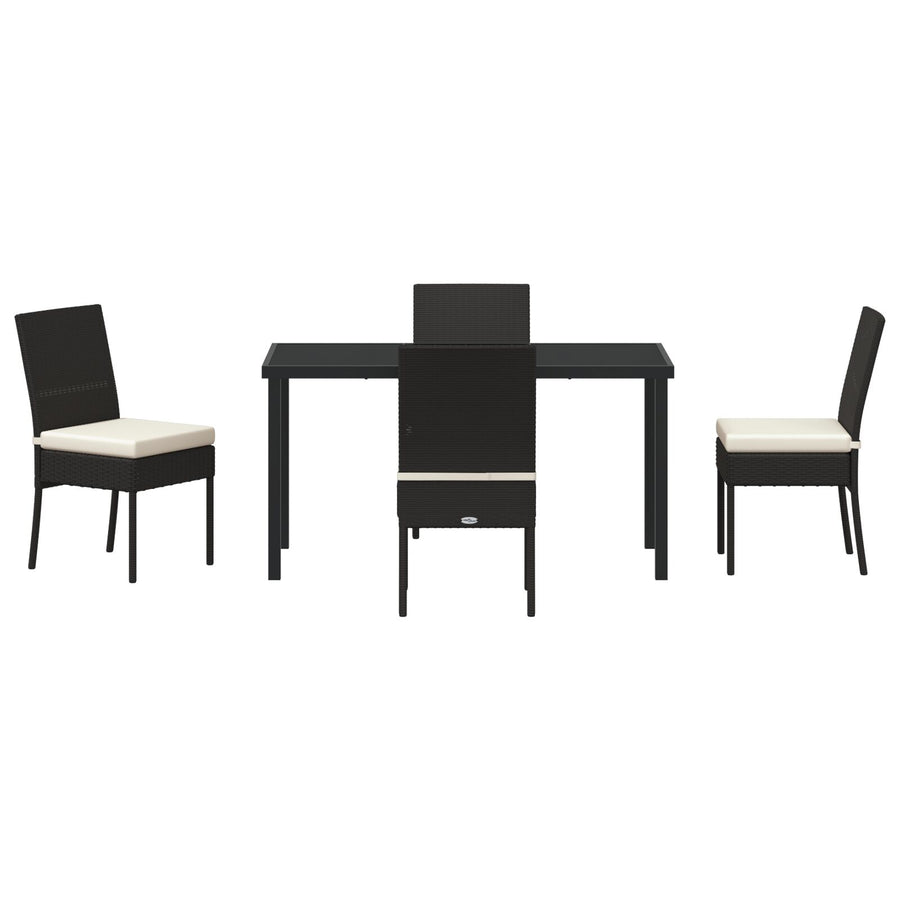 5 Delige Tuin Eetset Zwart Poly Rattan