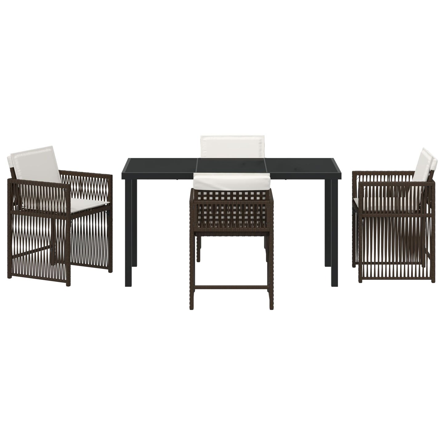 5-Delige Tuin Eettafelset Met Kussens Bruin Poly Rattan