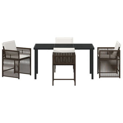 5-Delige Tuin Eettafelset Met Kussens Bruin Poly Rattan