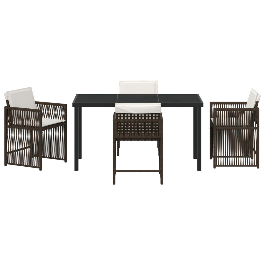 5-Delige Tuin Eettafelset Met Kussens Bruin Poly Rattan